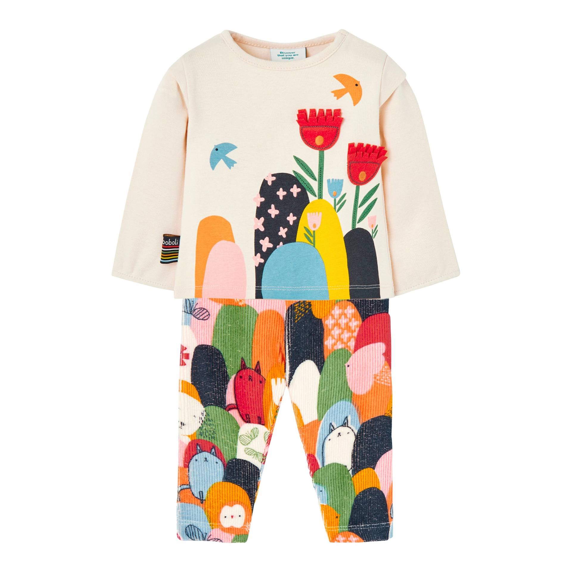 2-tlg. Set Shirt langarm und Leggings Blumen von BOBOLI