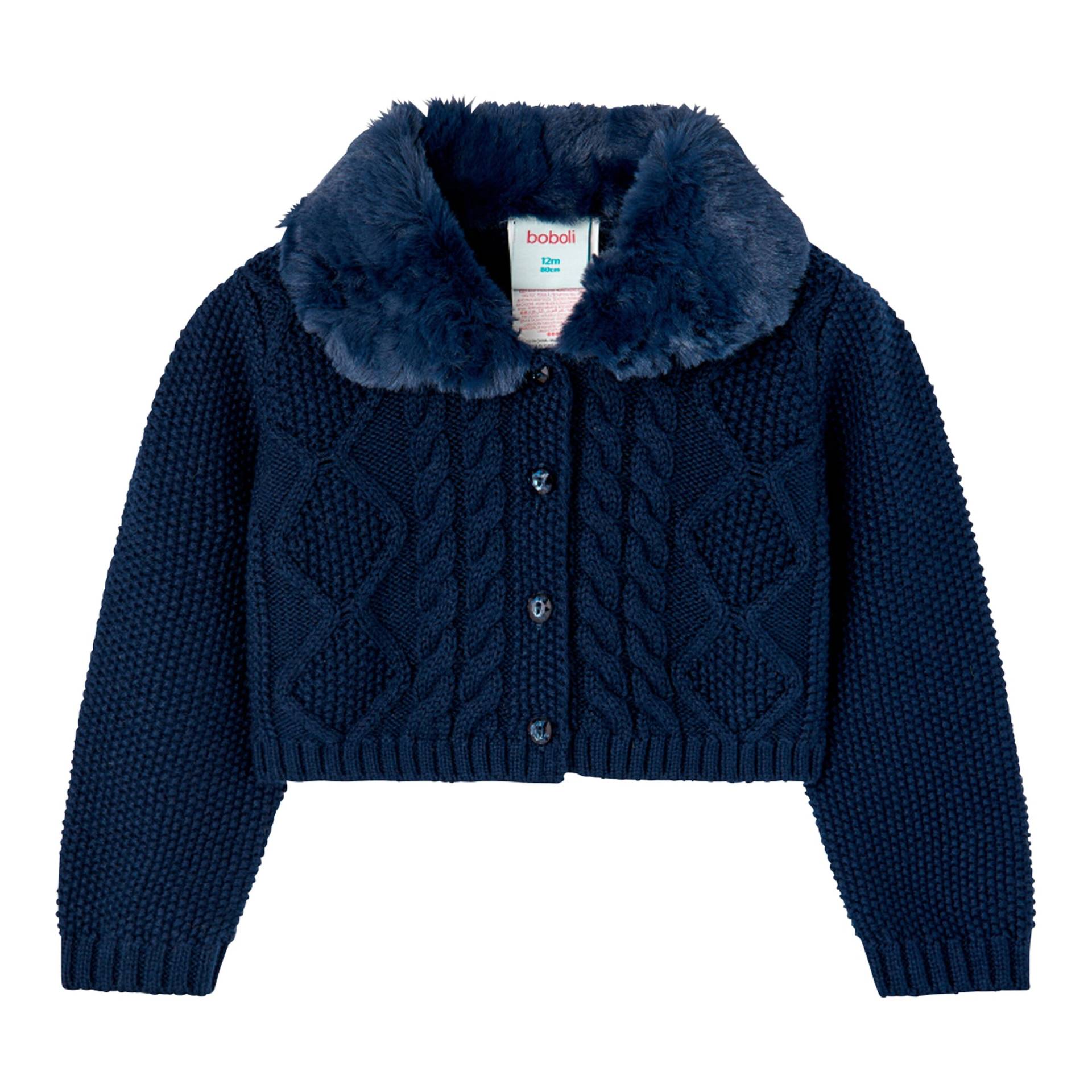 Strickjacke Plüschkragen von BOBOLI