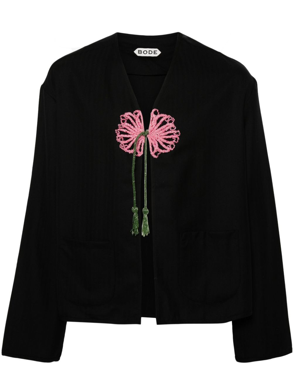 BODE Abilene beaded-flower jacket - Black von BODE