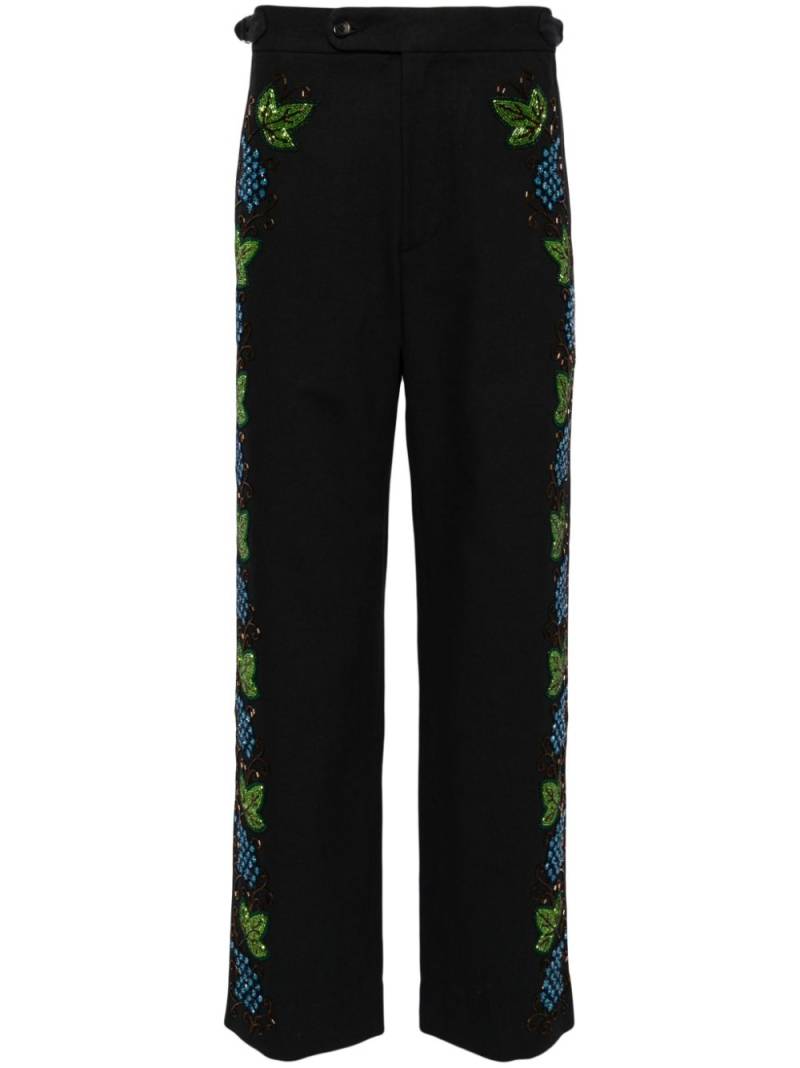 BODE Beaded Concord embroidered trousers - Black von BODE