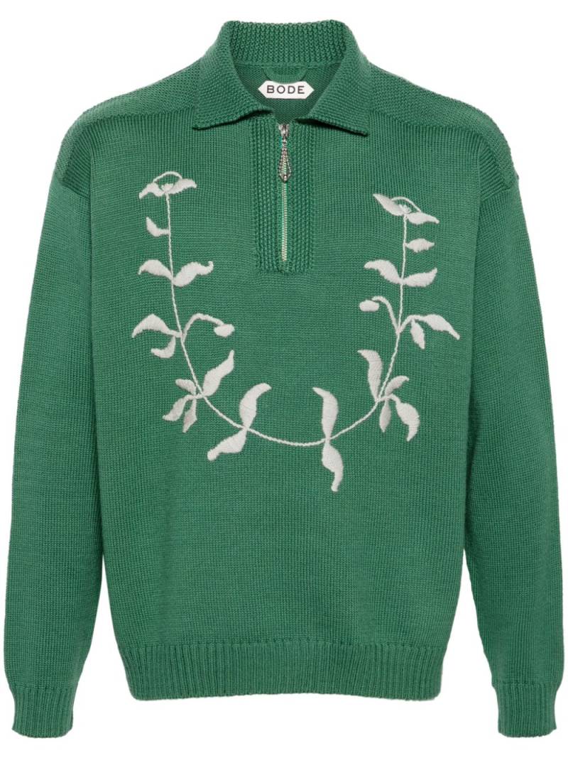 BODE Floret wool polo jumper - Green von BODE