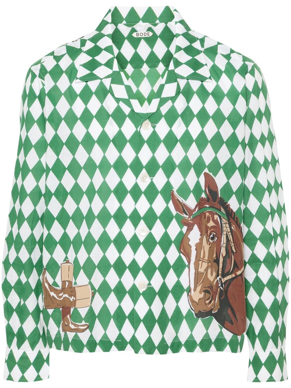 BODE Jockey Diamond cotton shirt - Green von BODE