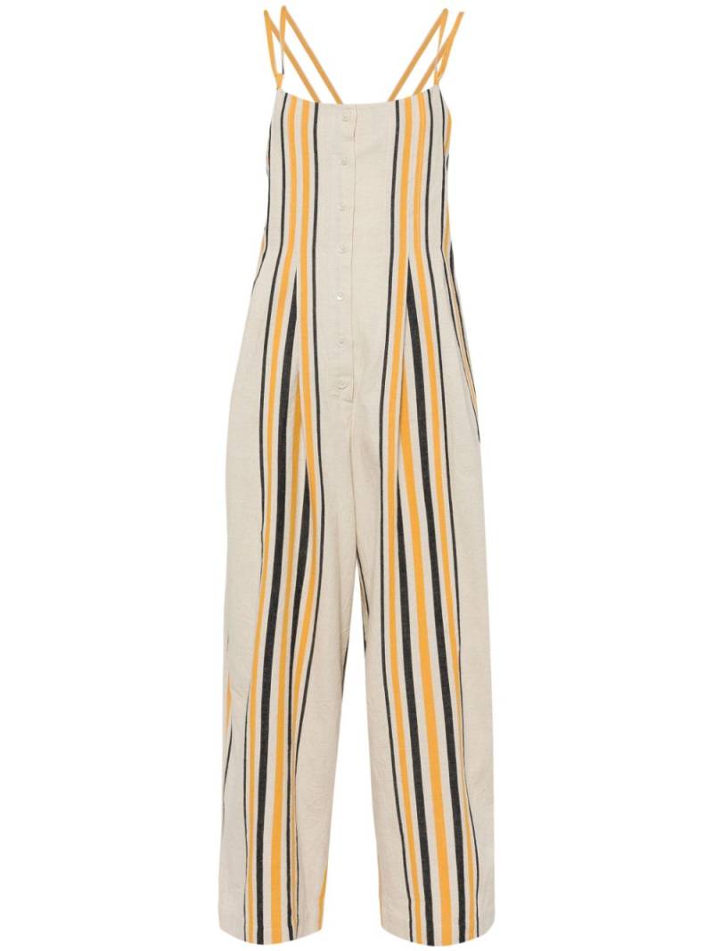 BODE Namesake striped cotton jumpsuit - Neutrals von BODE