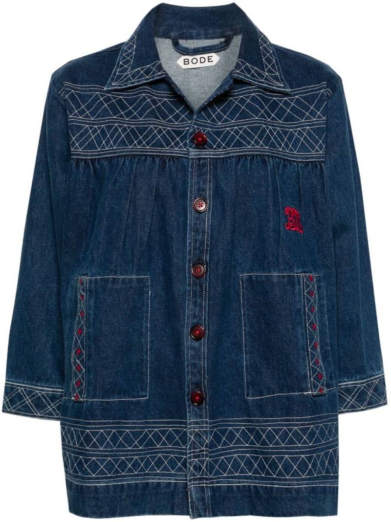 BODE Quincy motif-embroidered denim jacket - Blue von BODE