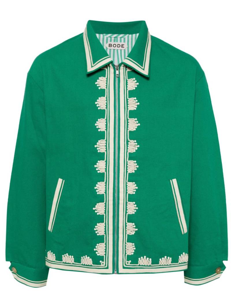 BODE Ripple-appliqué zip-up shirt jacket - Green von BODE