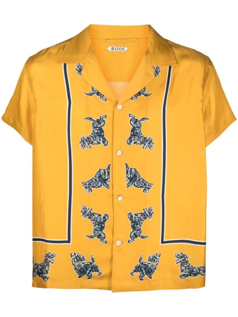 BODE Running Scottie-print silk shirt - Yellow von BODE