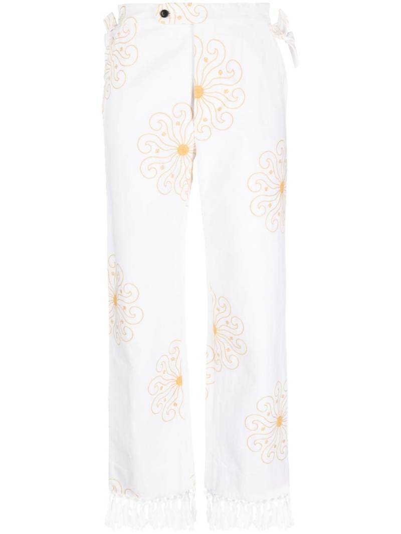 BODE Soleil fringed-hem trousers - White von BODE