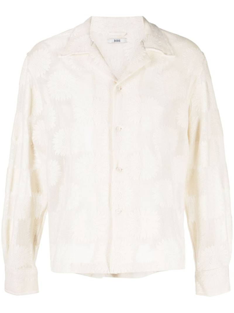 BODE Sunflower long-sleeve lace shirt - Neutrals von BODE