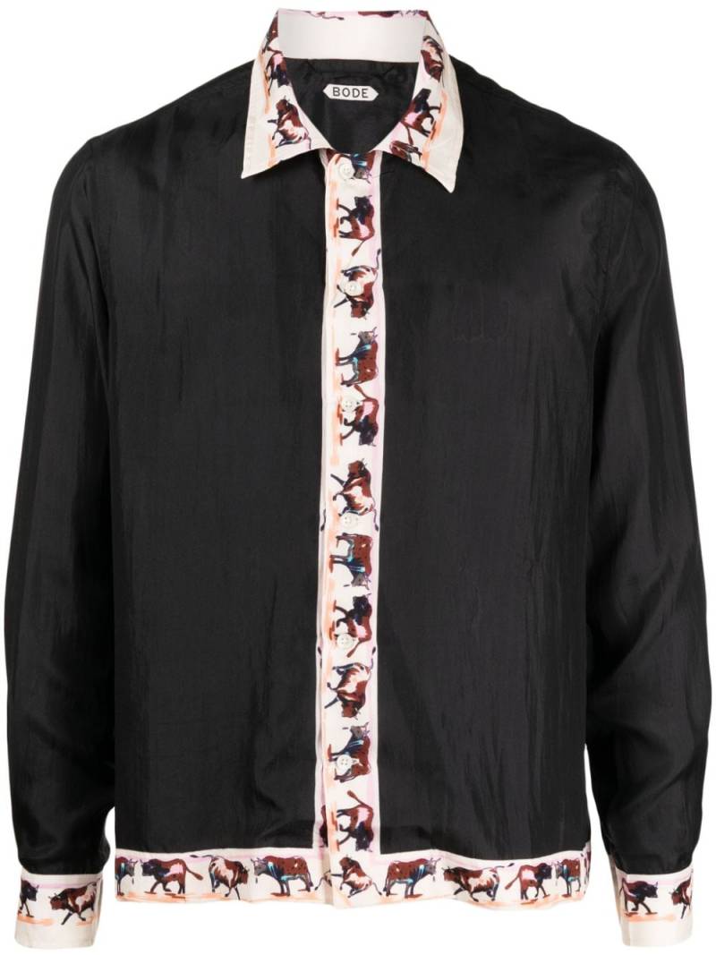 BODE Taureau silk shirt - Black von BODE