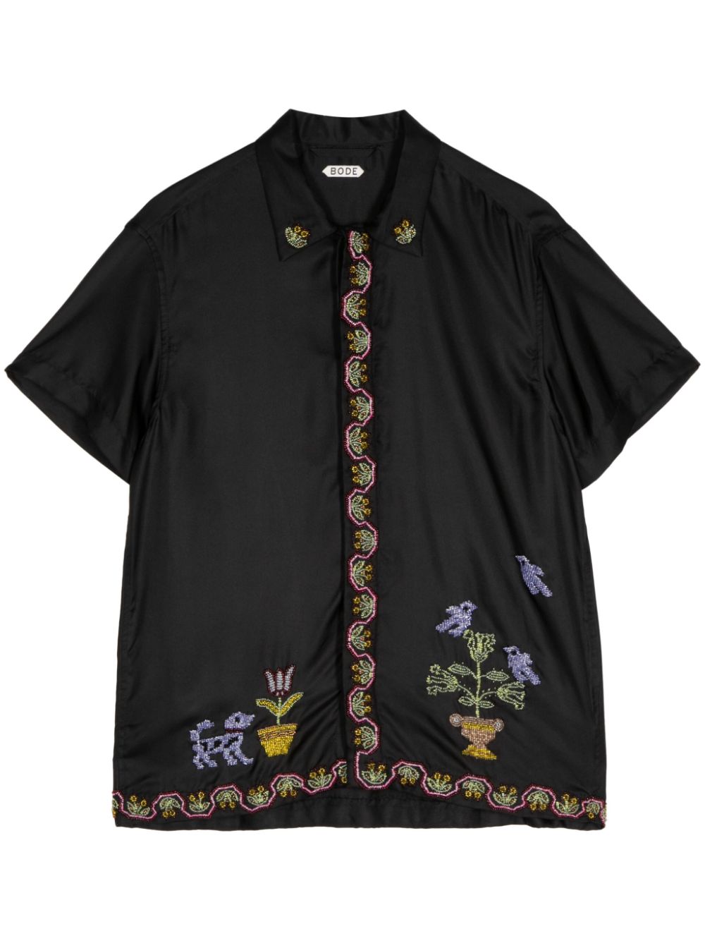 BODE embroidered-motif silk shirt - Black von BODE