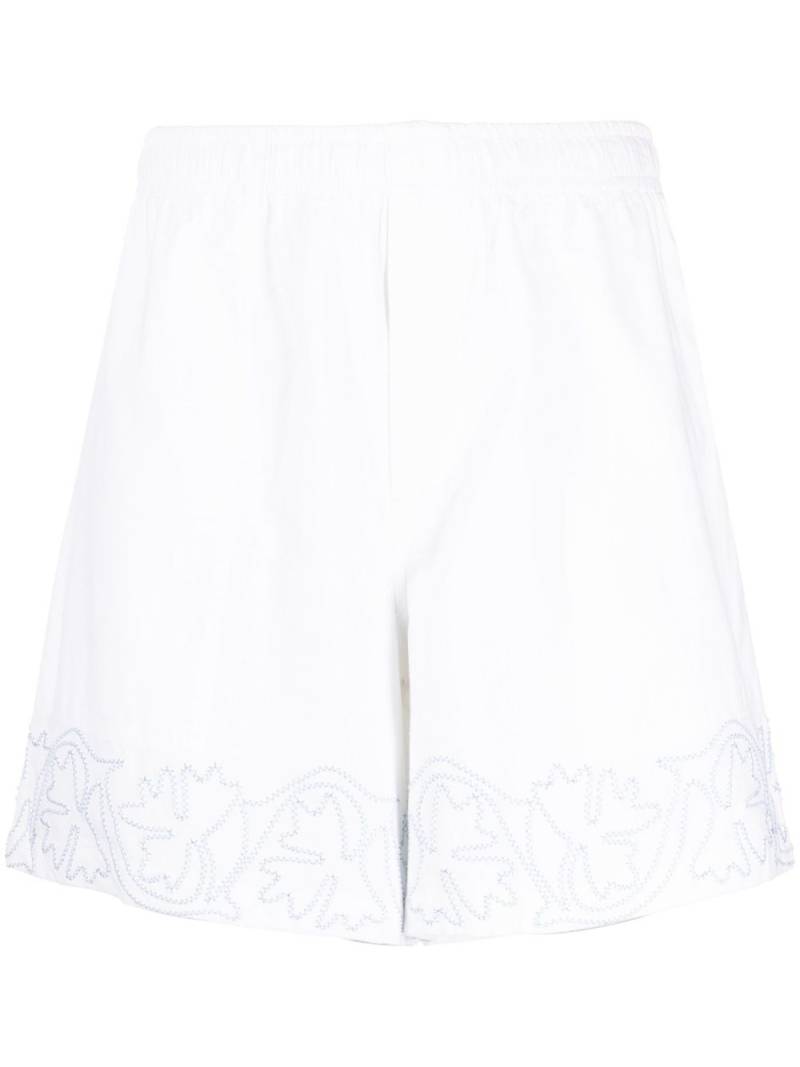 BODE floral-embroidered cotton shorts - White von BODE