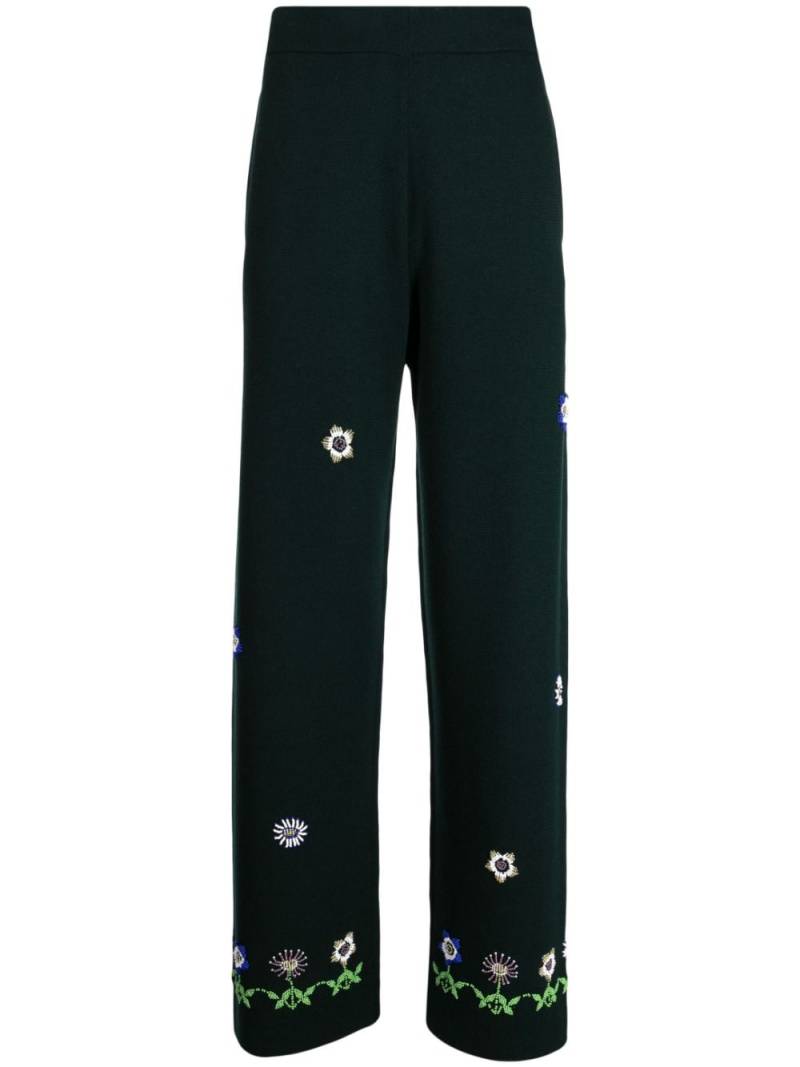 BODE floral-embroidered wool trousers - Green von BODE