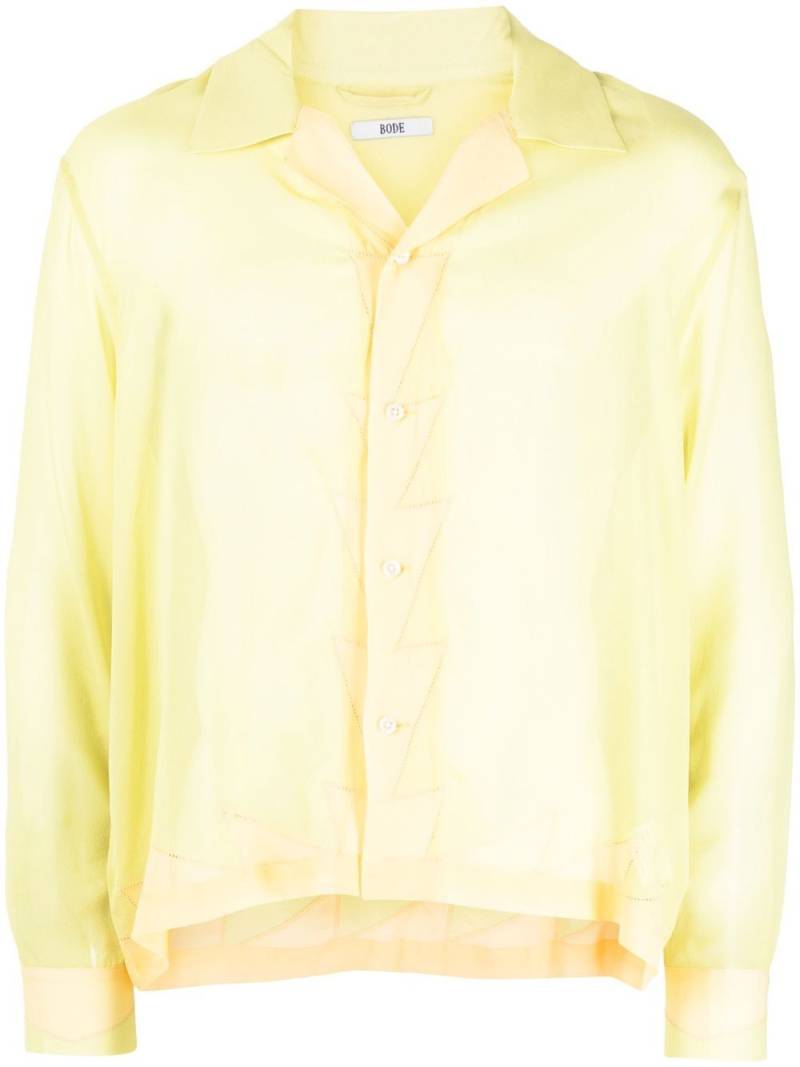 BODE geometric-panneled silk shirt - Yellow von BODE