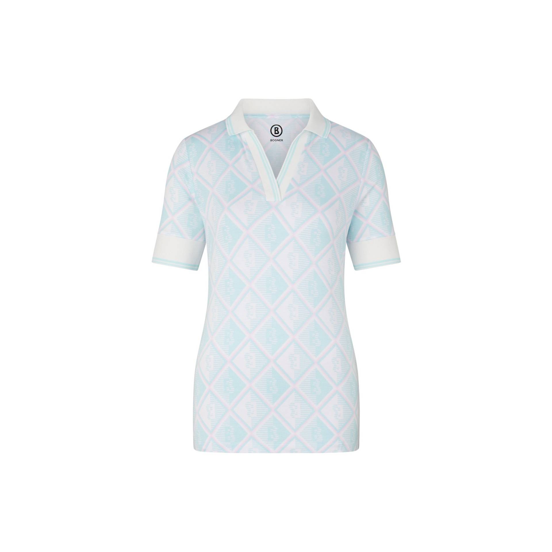 BOGNER SPORT Funktions-Polo-Shirt Elonie für Damen - Hellblau/Off-White/Rosa - 34 von BOGNER Sport