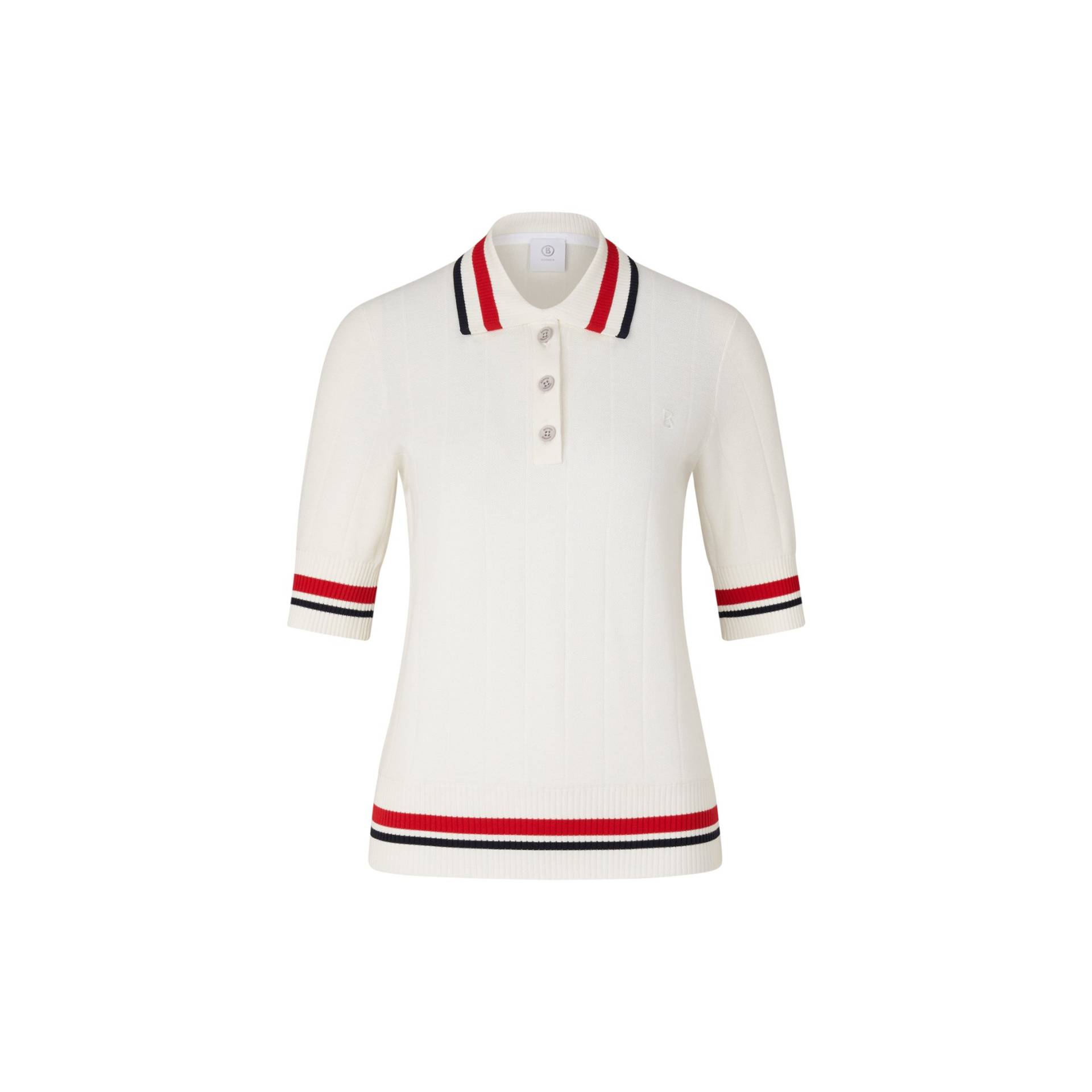 BOGNER SPORT Strick-Polo-Shirt Lennie für Damen - Off-White/Rot - 34 von BOGNER Sport