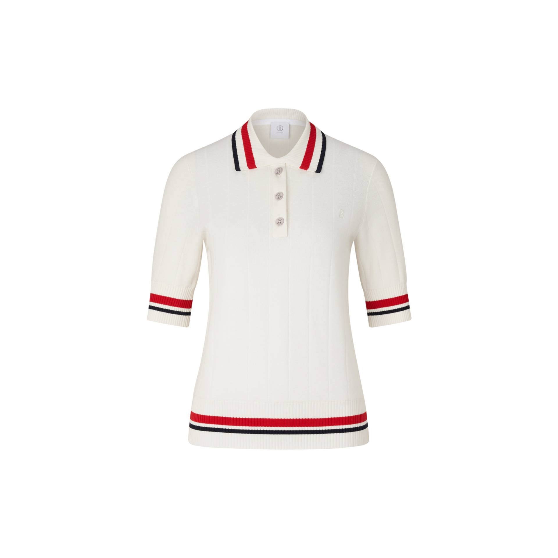 BOGNER SPORT Strick-Polo-Shirt Lennie für Damen - Off-White/Rot - 38 von BOGNER Sport