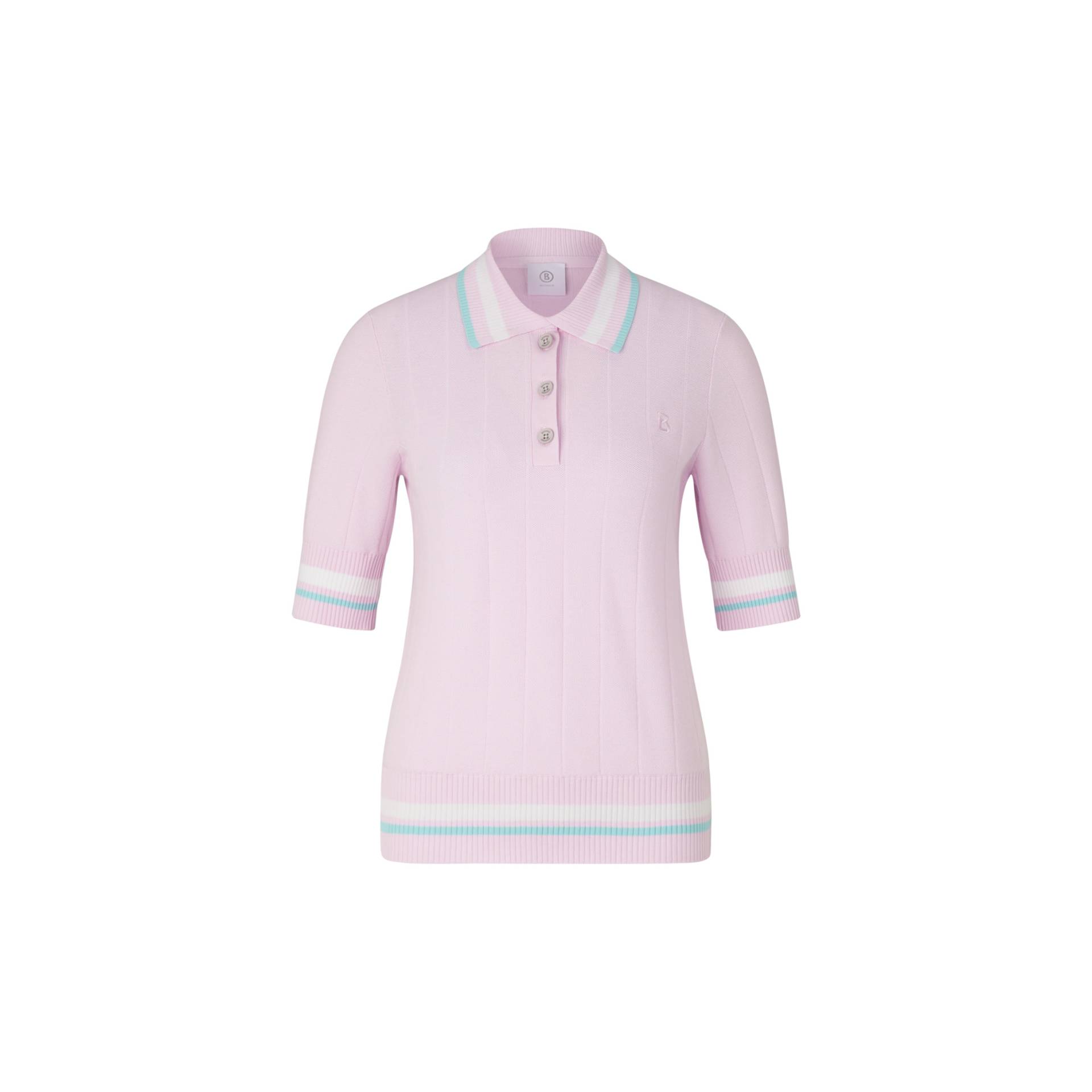 BOGNER SPORT Strick-Polo-Shirt Lennie für Damen - Rosa/Hellblau - 38 von BOGNER Sport