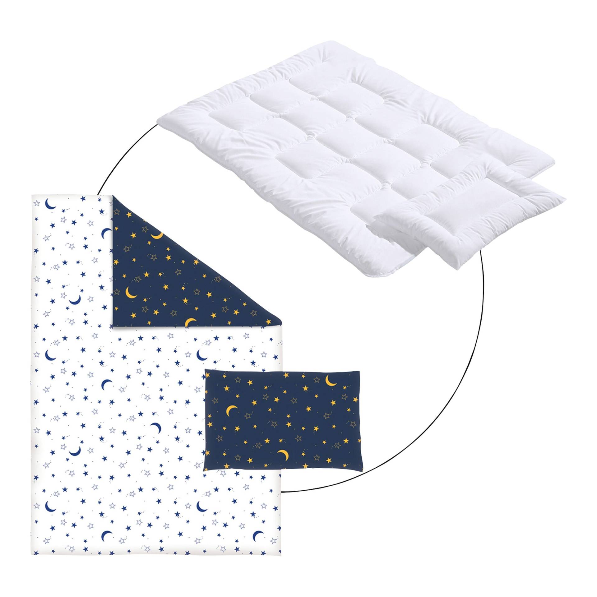 Bundle Betten-Set 2-teilig inkl. Bettwäsche Mond und Sterne 100x135 cm von BORNINO HOME