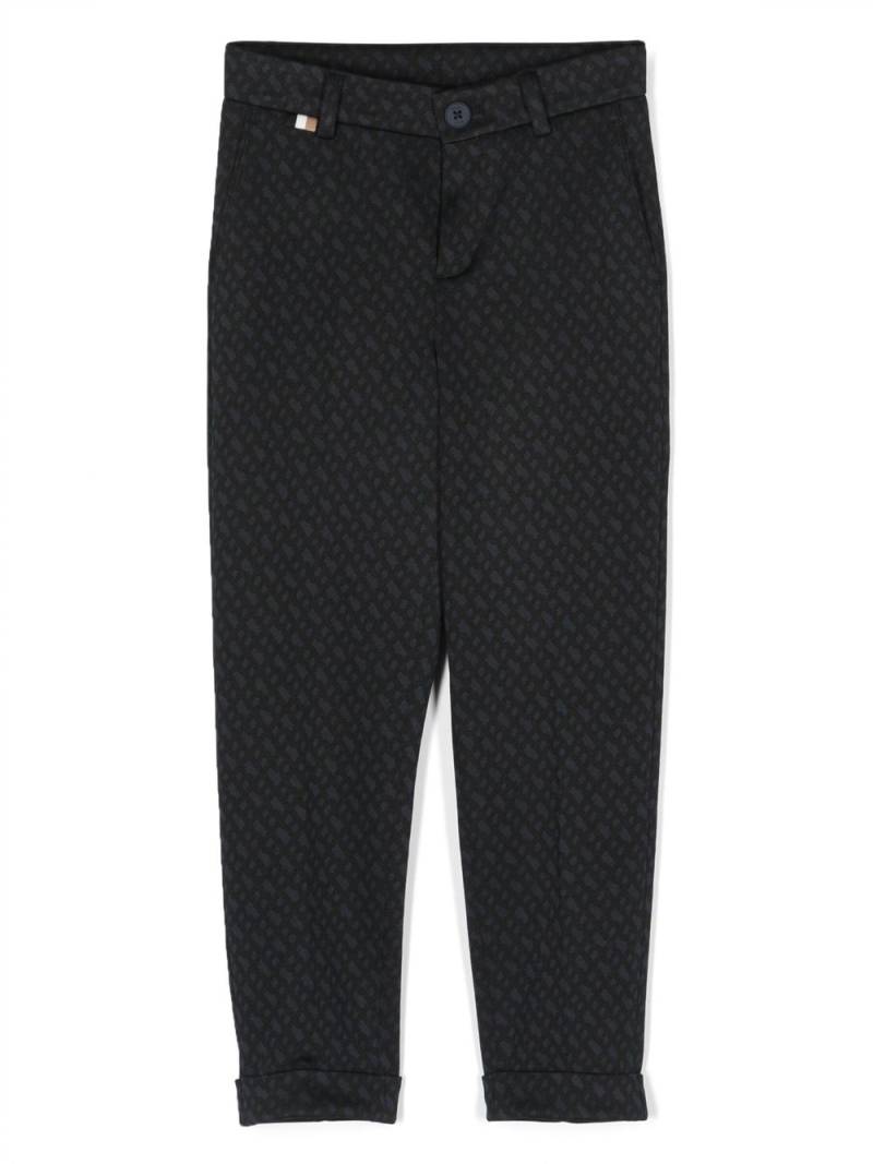 BOSS Kidswear Ceremony monogram-jacquard trousers - Black von BOSS Kidswear