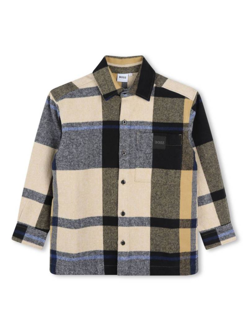 BOSS Kidswear check-pattern cotton shirt - Neutrals von BOSS Kidswear