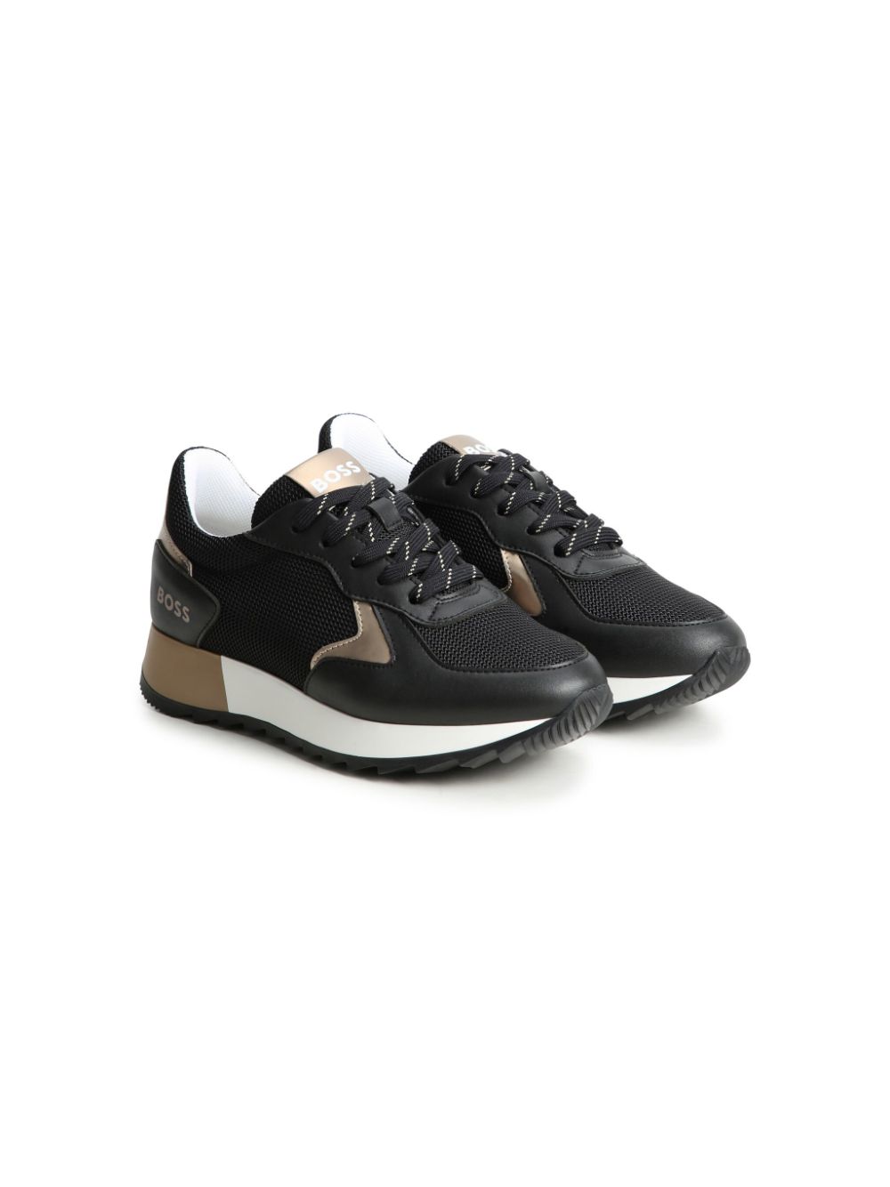 BOSS Kidswear colour-block panelled faux-leather sneakers - Black von BOSS Kidswear