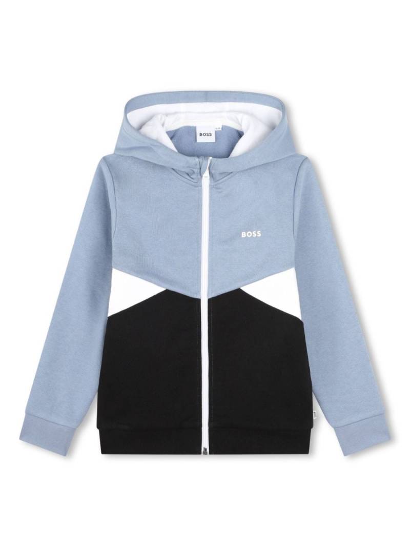 BOSS Kidswear colour-block zip-up hoodie - Blue von BOSS Kidswear