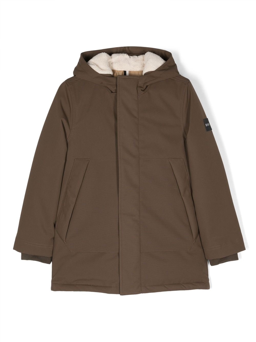 BOSS Kidswear concealed-fastening hooded coat - Brown von BOSS Kidswear