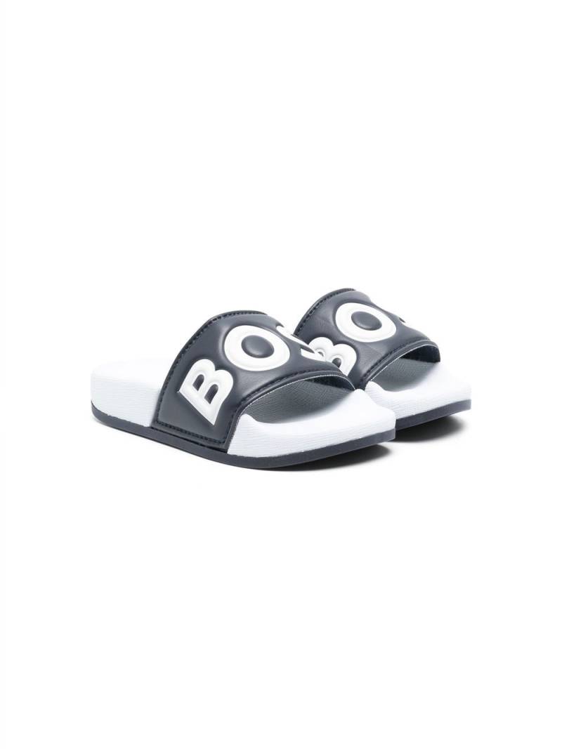 BOSS Kidswear debossed-logo sliders - White von BOSS Kidswear