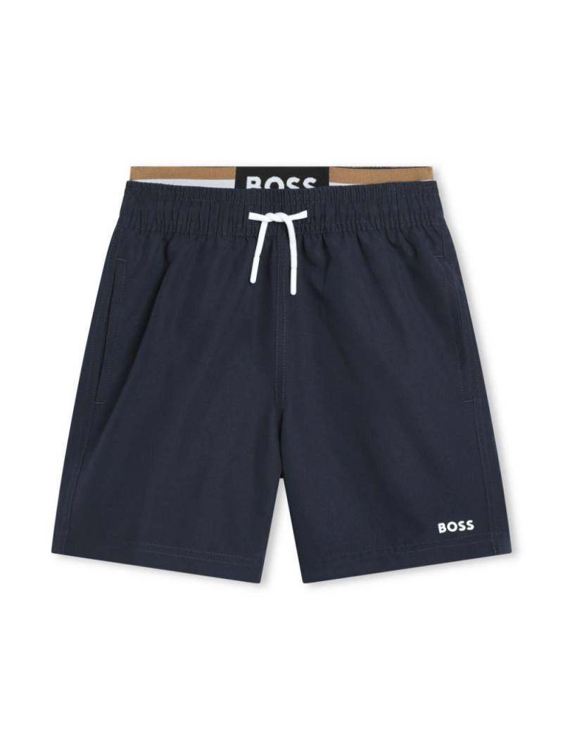 BOSS Kidswear double-waistband swim shorts - Blue von BOSS Kidswear