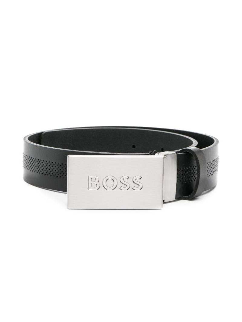 BOSS Kidswear embossed-logo buckle belt - Black von BOSS Kidswear