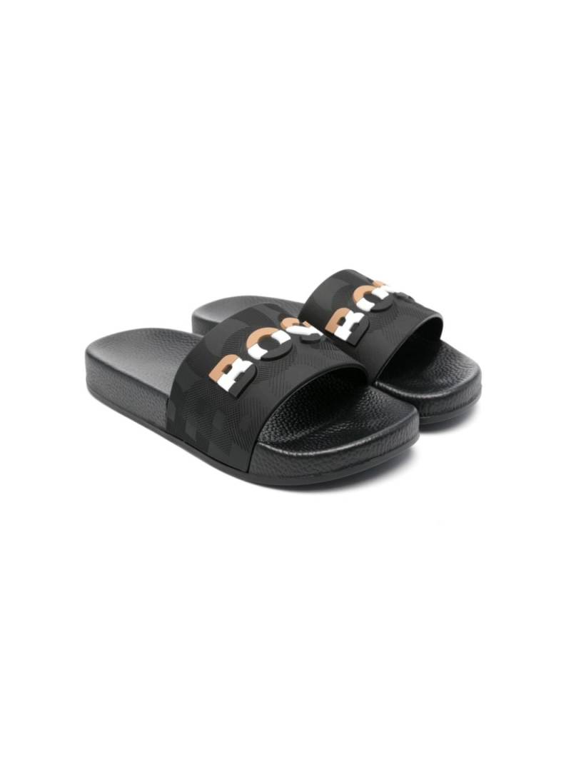 BOSS Kidswear embossed-logo slides - Black von BOSS Kidswear