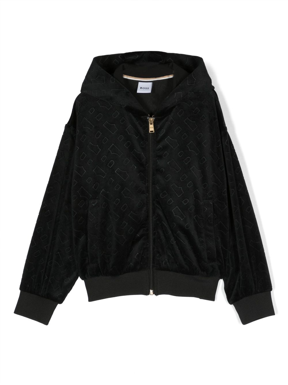 BOSS Kidswear embossed monogram-pattern hoodie - Black von BOSS Kidswear