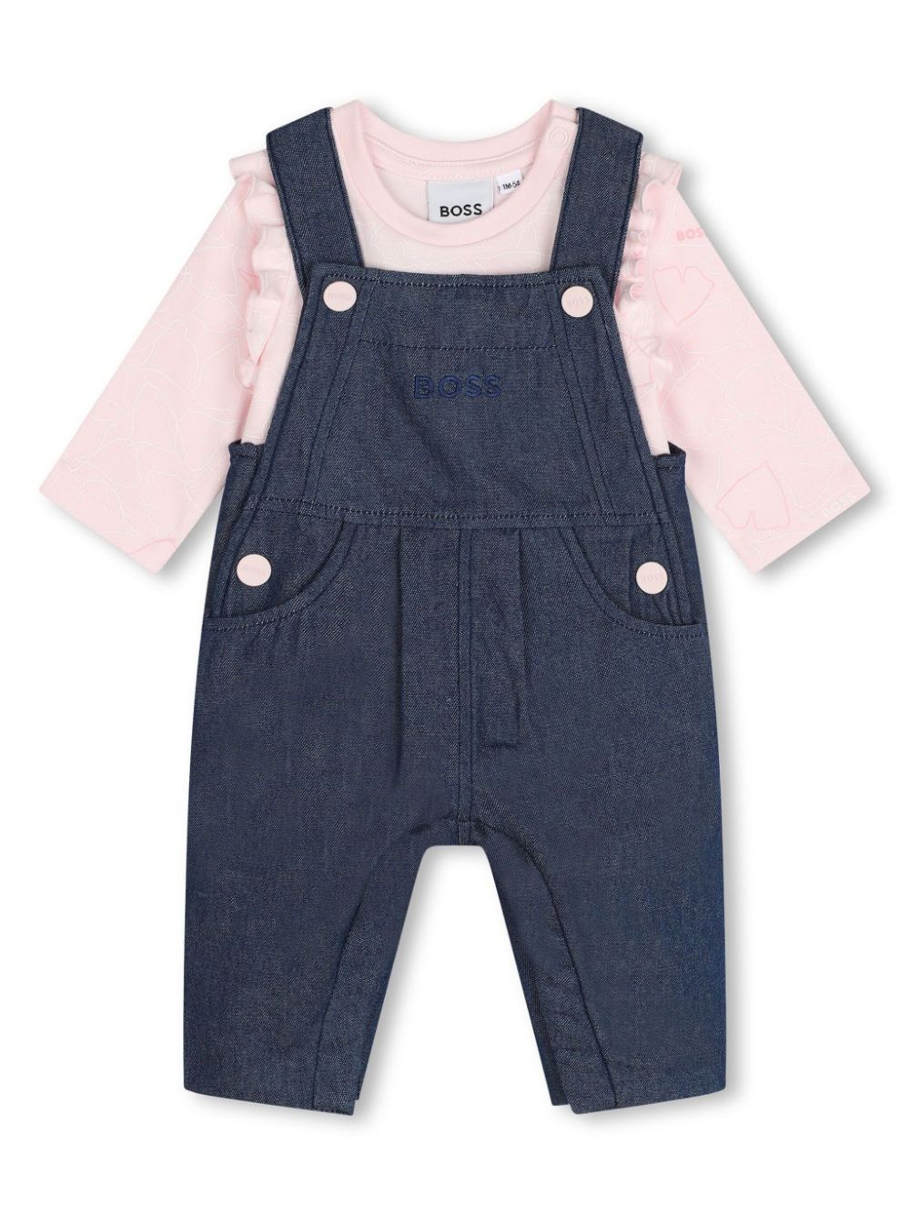 BOSS Kidswear embroidered-logo cotton dungarees set - Blue von BOSS Kidswear