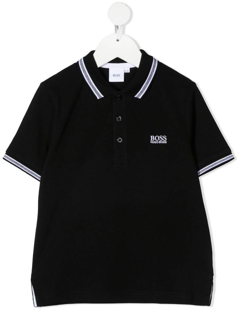 BOSS Kidswear embroidered-logo cotton polo shirt - Black von BOSS Kidswear