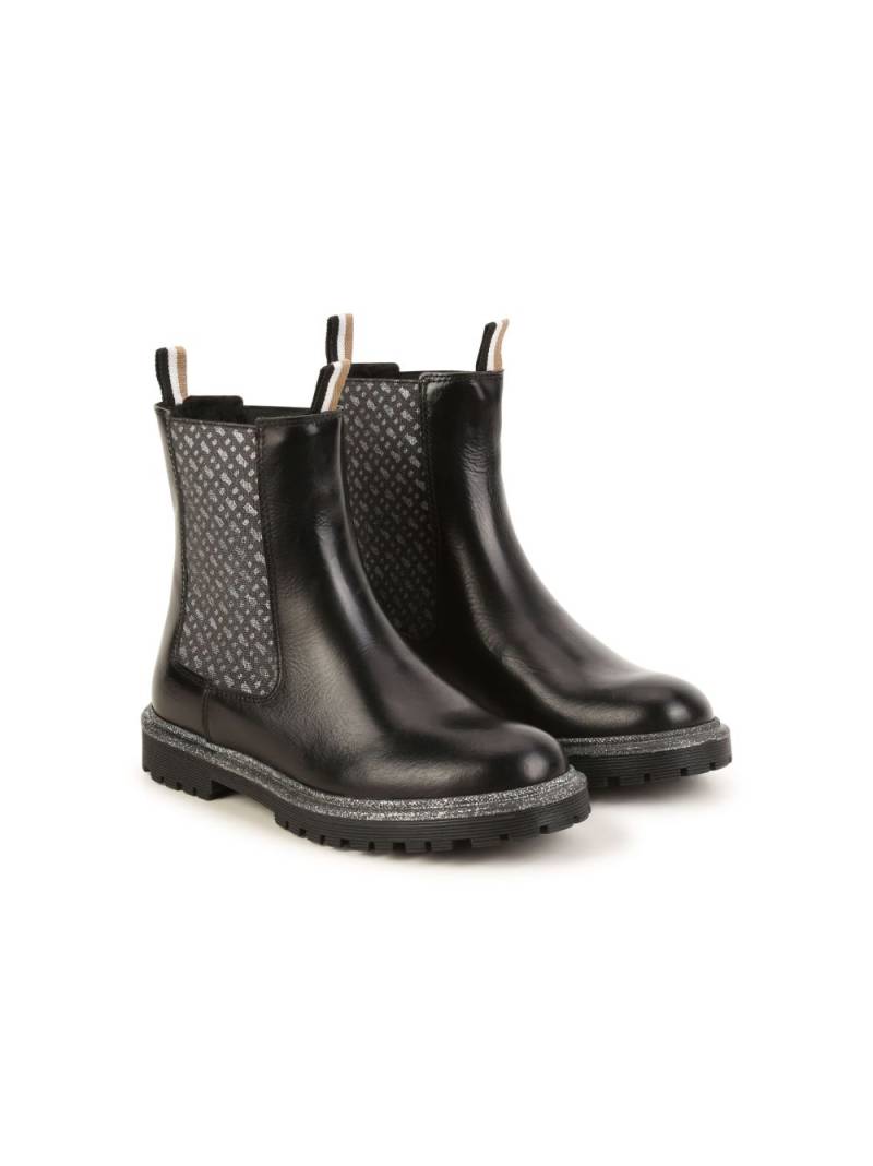 BOSS Kidswear glitter-detailing leather boots - Black von BOSS Kidswear