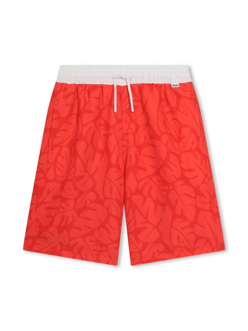 BOSS Kidswear graphic-print drawstring-waistband swim shorts - Red von BOSS Kidswear