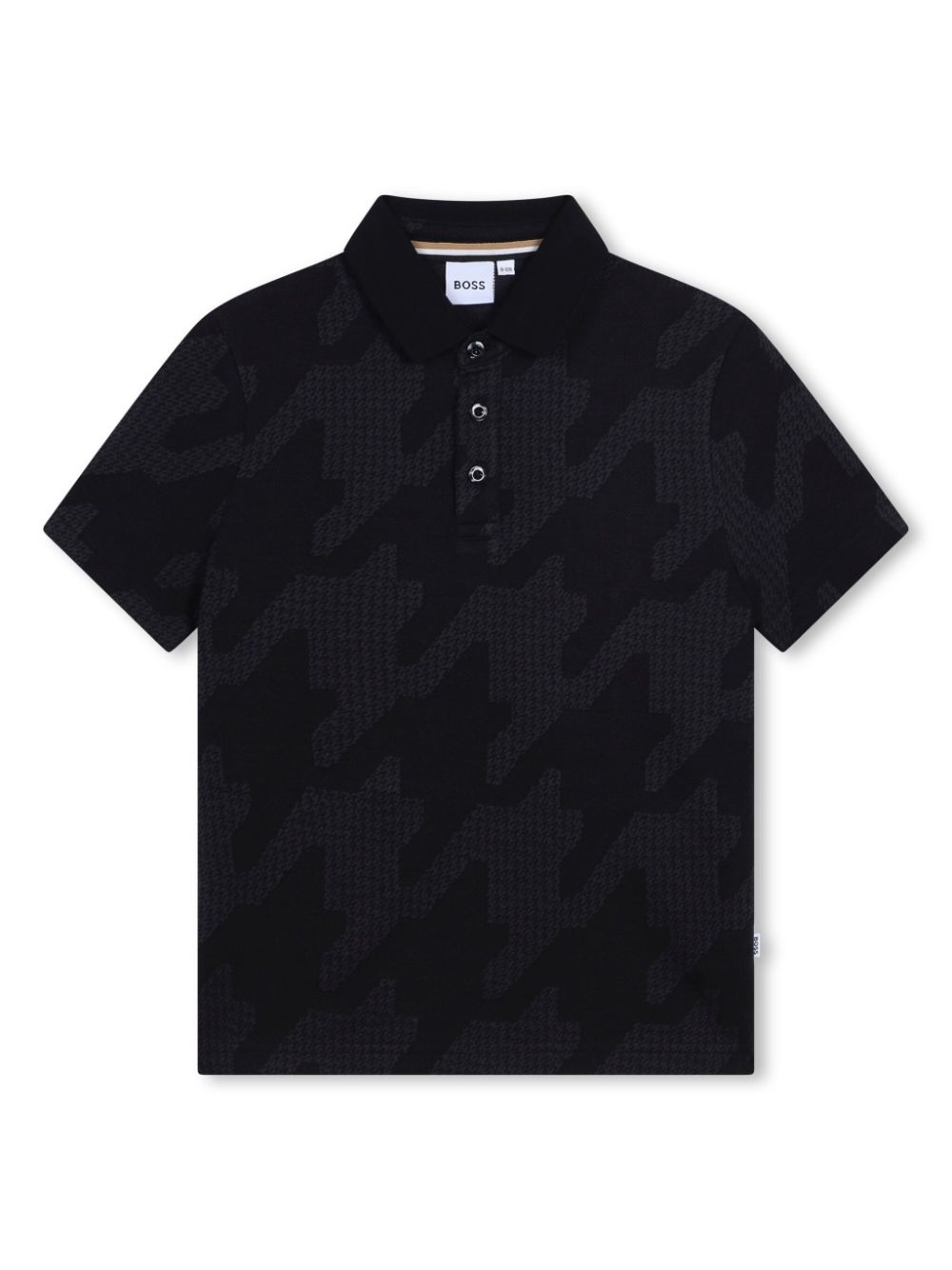 BOSS Kidswear houndstooth-pattern cotton polo shirt - Black von BOSS Kidswear