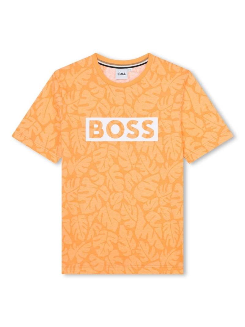 BOSS Kidswear leaf-print cotton T-shirt - Orange von BOSS Kidswear