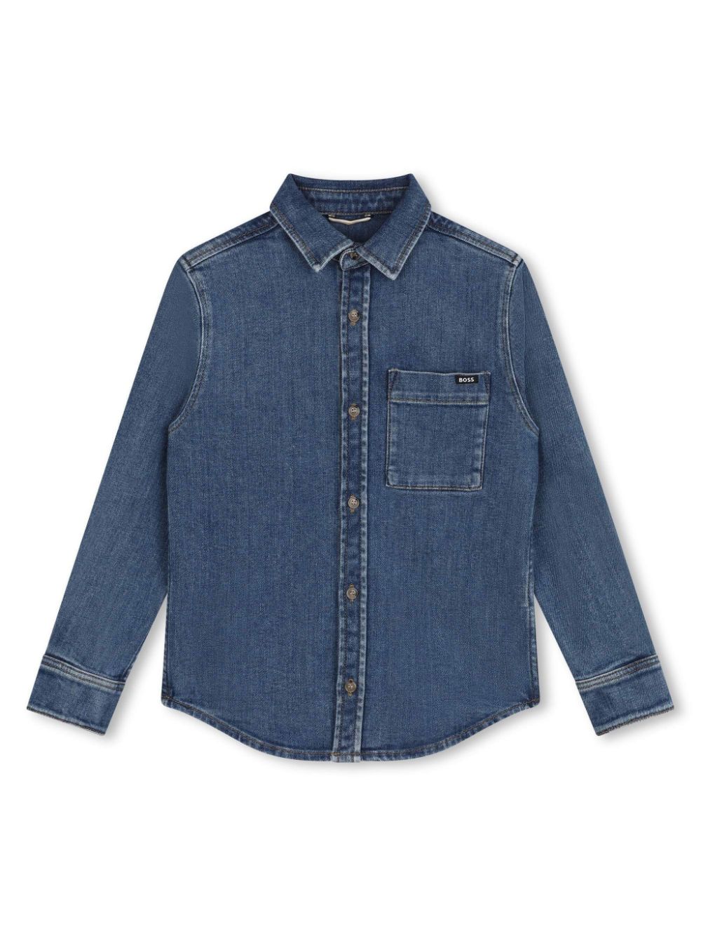 BOSS Kidswear logo-appliqué denim shirt - Blue von BOSS Kidswear