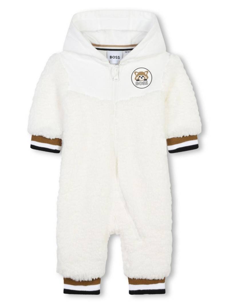 BOSS Kidswear logo-appliqué faux-sherling romper - White von BOSS Kidswear