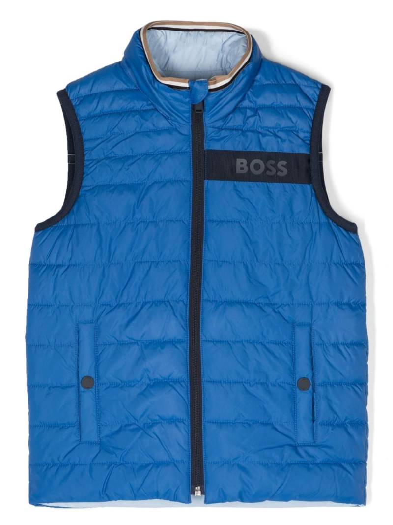 BOSS Kidswear logo-appliqué reversible gilet - Blue von BOSS Kidswear