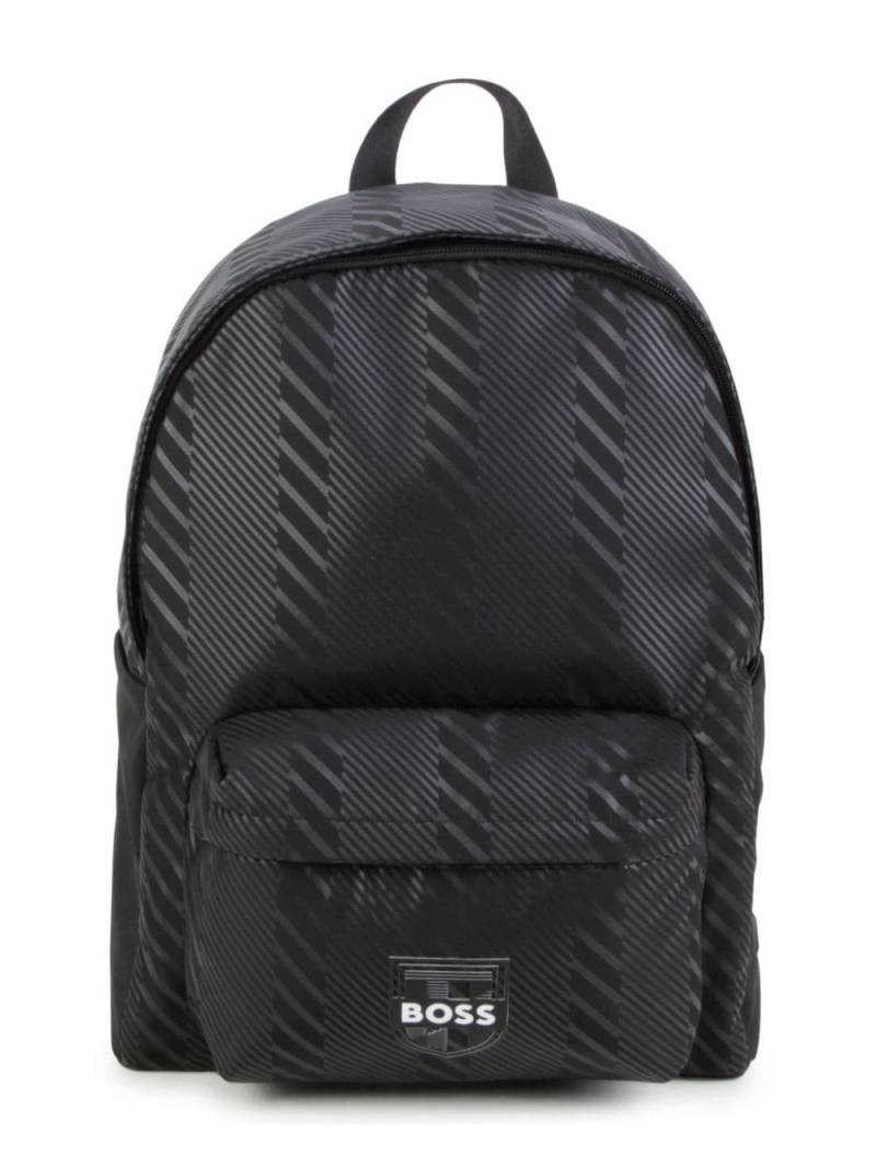 BOSS Kidswear logo-appliqué striped backpack - Black von BOSS Kidswear