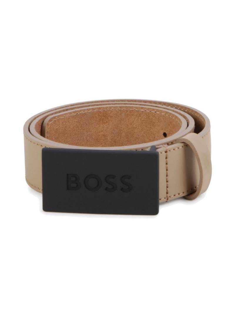 BOSS Kidswear logo-buckle leather belt - Neutrals von BOSS Kidswear