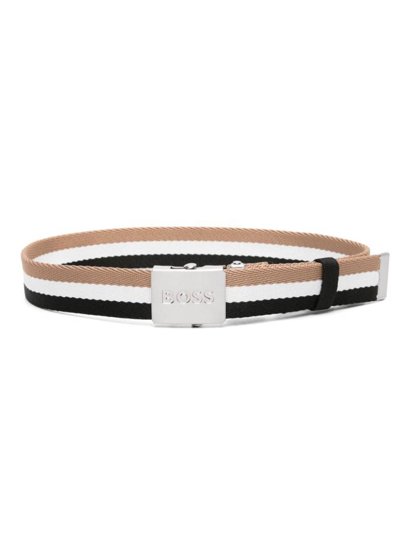 BOSS Kidswear logo-buckle striped belt - Black von BOSS Kidswear