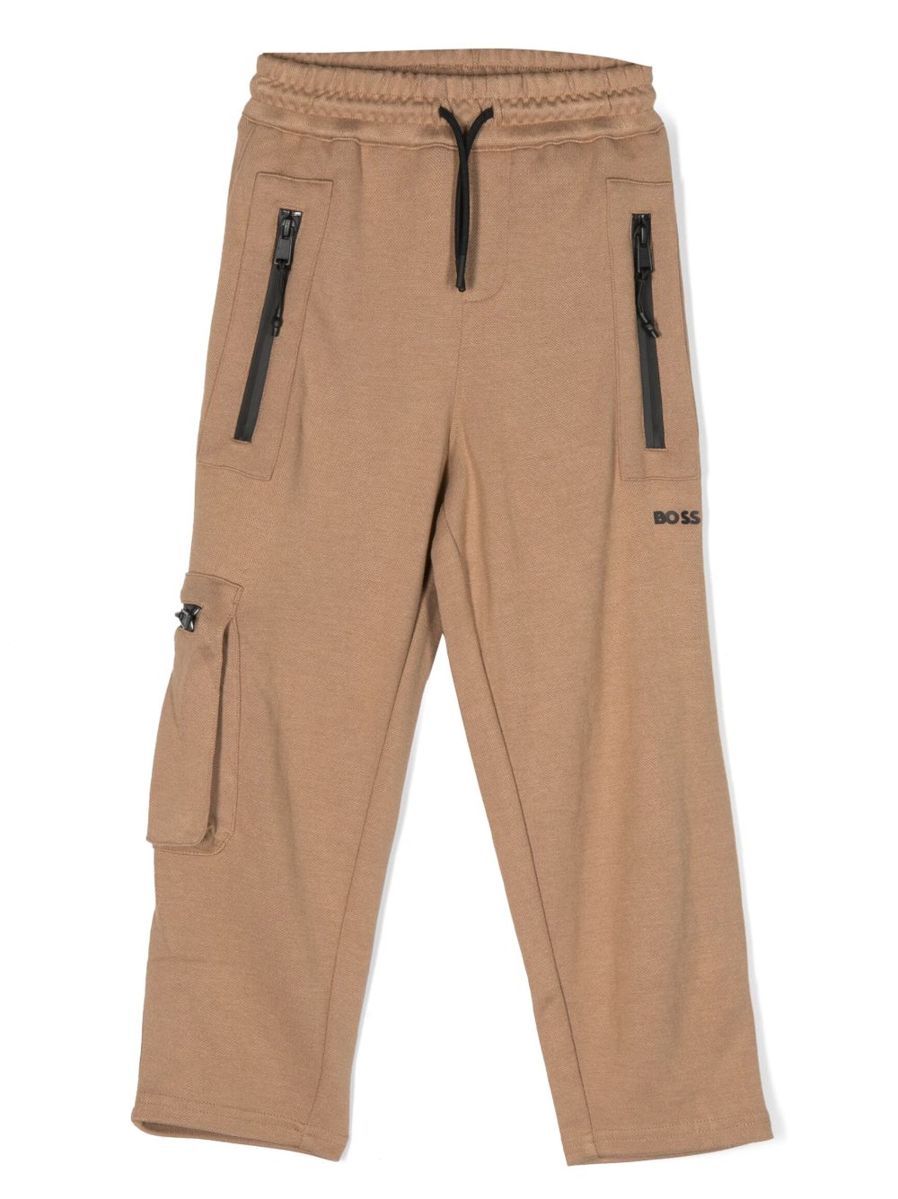 BOSS Kidswear logo-embossed piqué track pants - Neutrals von BOSS Kidswear