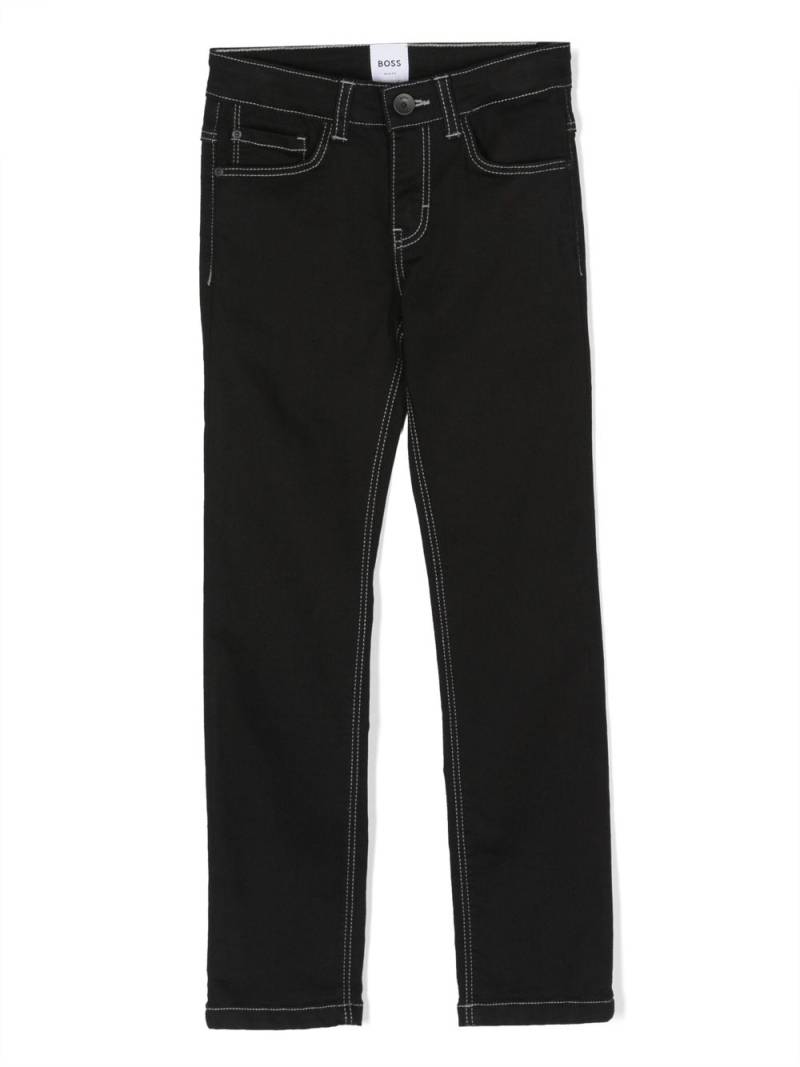 BOSS Kidswear logo-embossed straight-leg jeans - Black von BOSS Kidswear