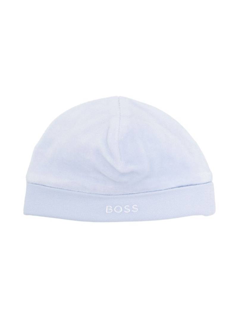 BOSS Kidswear logo-embroidered beanie - Blue von BOSS Kidswear