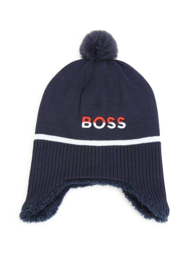 BOSS Kidswear logo-embroidered knitted hat - Blue von BOSS Kidswear