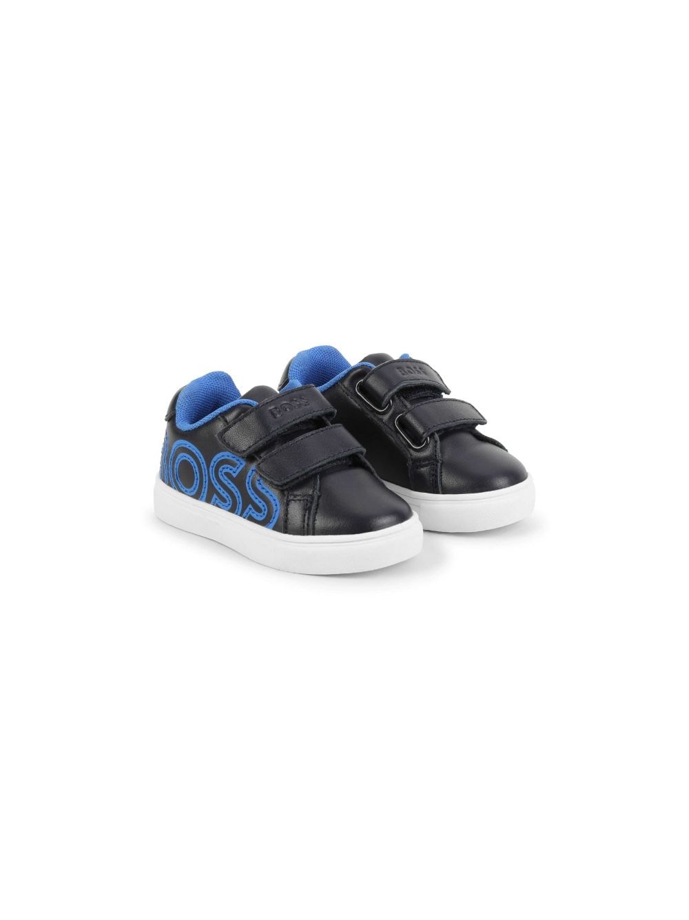 BOSS Kidswear logo-embroidered leather sneakers - Black von BOSS Kidswear