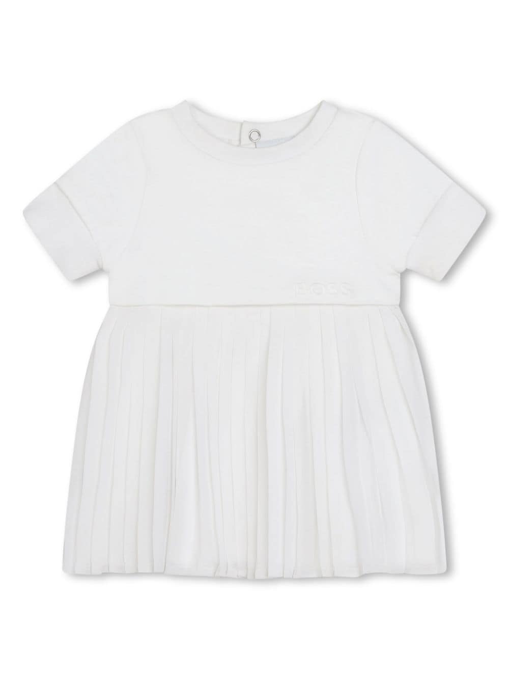 BOSS Kidswear logo-embroidered pleated dress - White von BOSS Kidswear